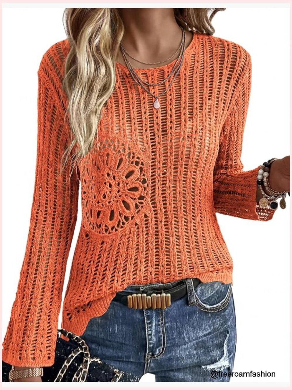 Crochet Hollow Out Beach Cover Up Long Sleeve Summer Sweater Vacation Cruise